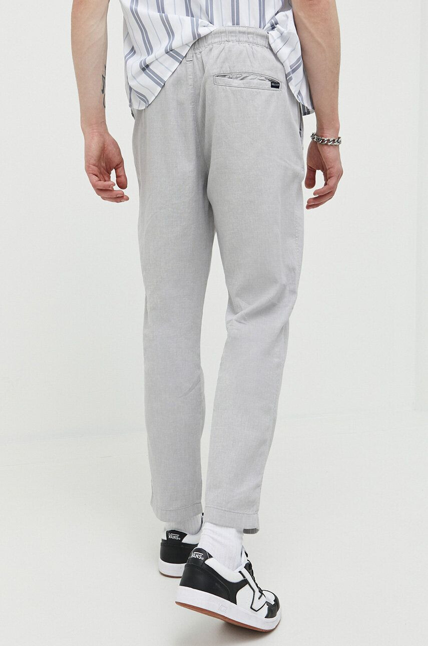 Hollister Co. pantaloni din amestec de in culoarea gri drept - Pled.ro