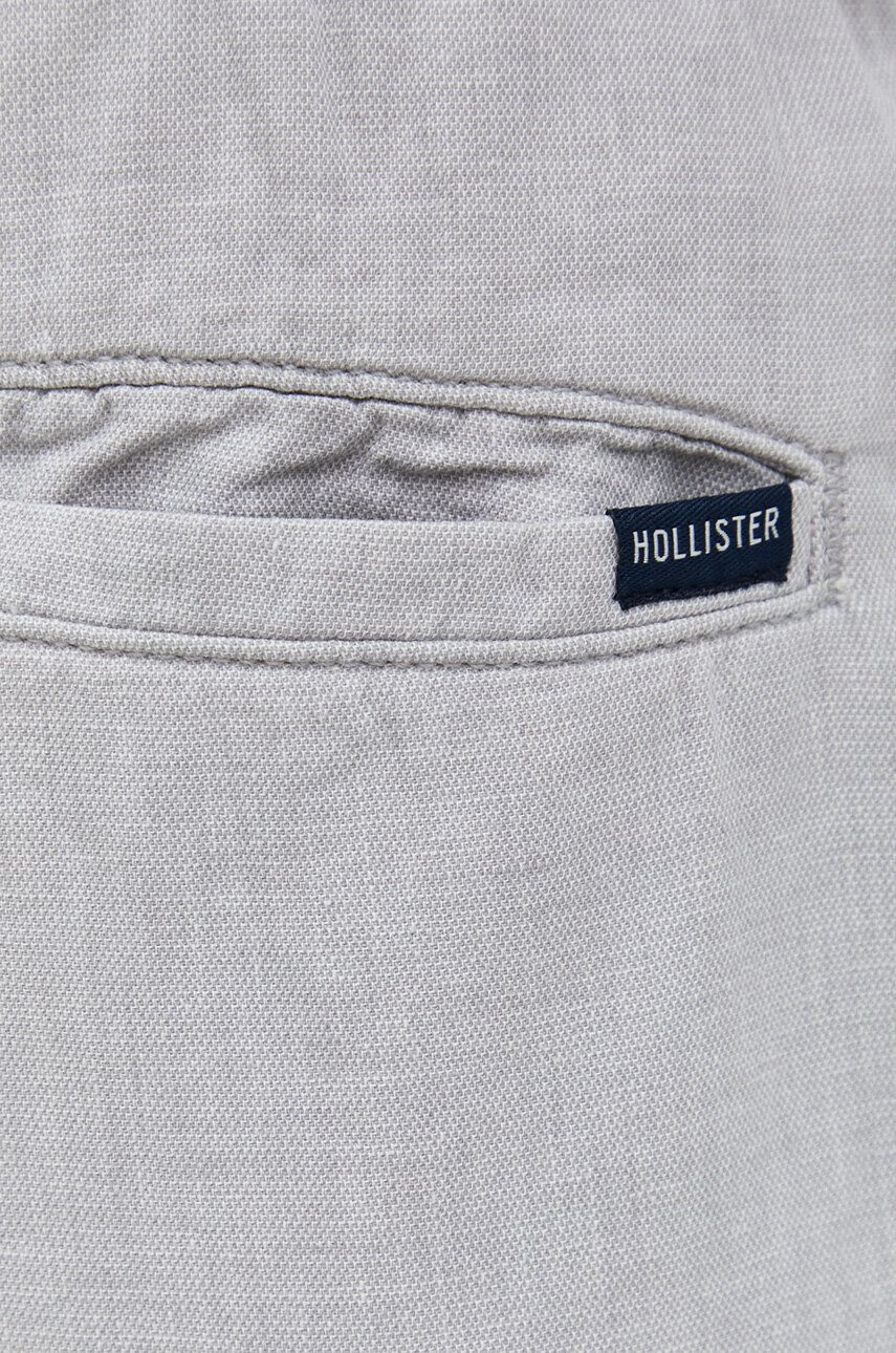 Hollister Co. pantaloni din amestec de in culoarea gri drept - Pled.ro