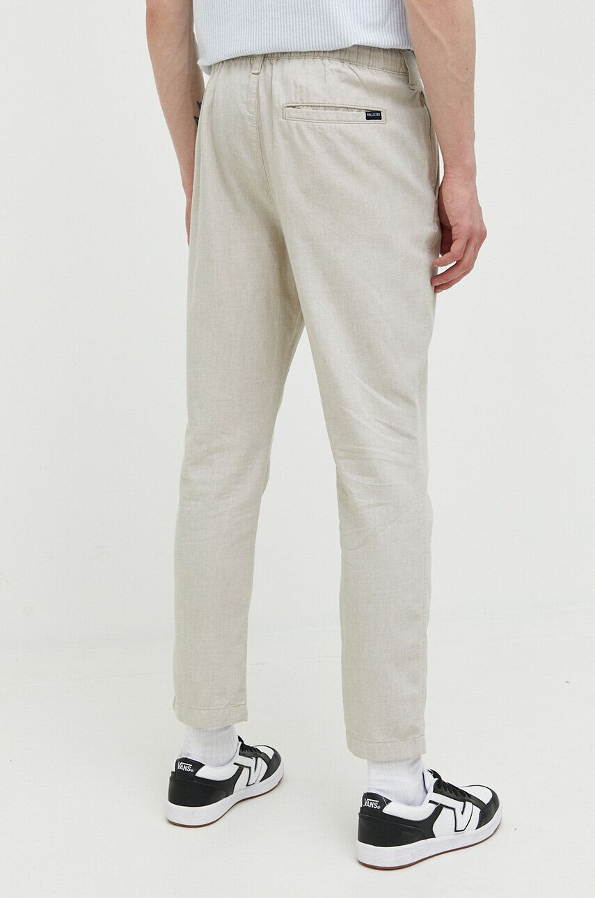 Hollister Co. pantaloni din amestec de in culoarea bej drept - Pled.ro