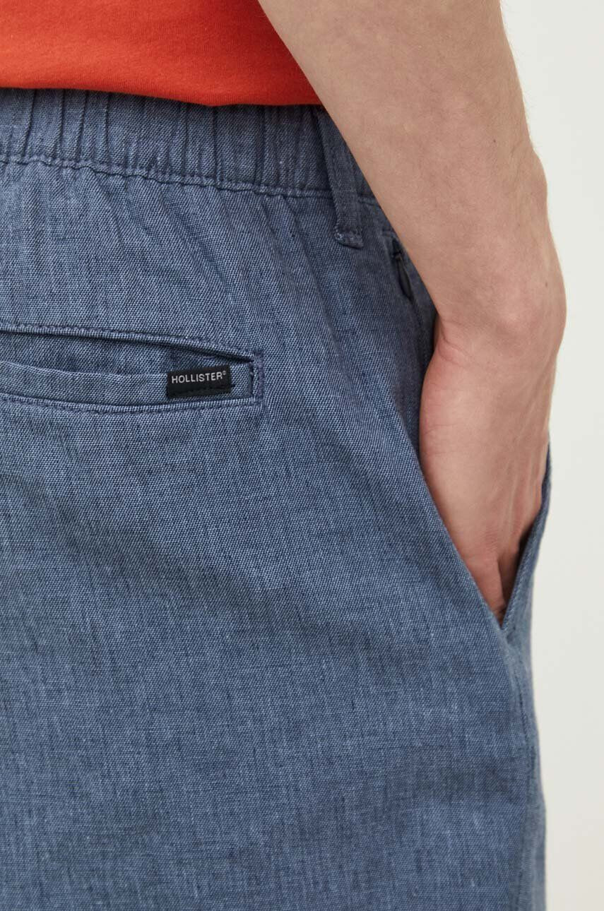 Hollister Co. pantaloni scurți din amestec de in culoarea albastru marin - Pled.ro