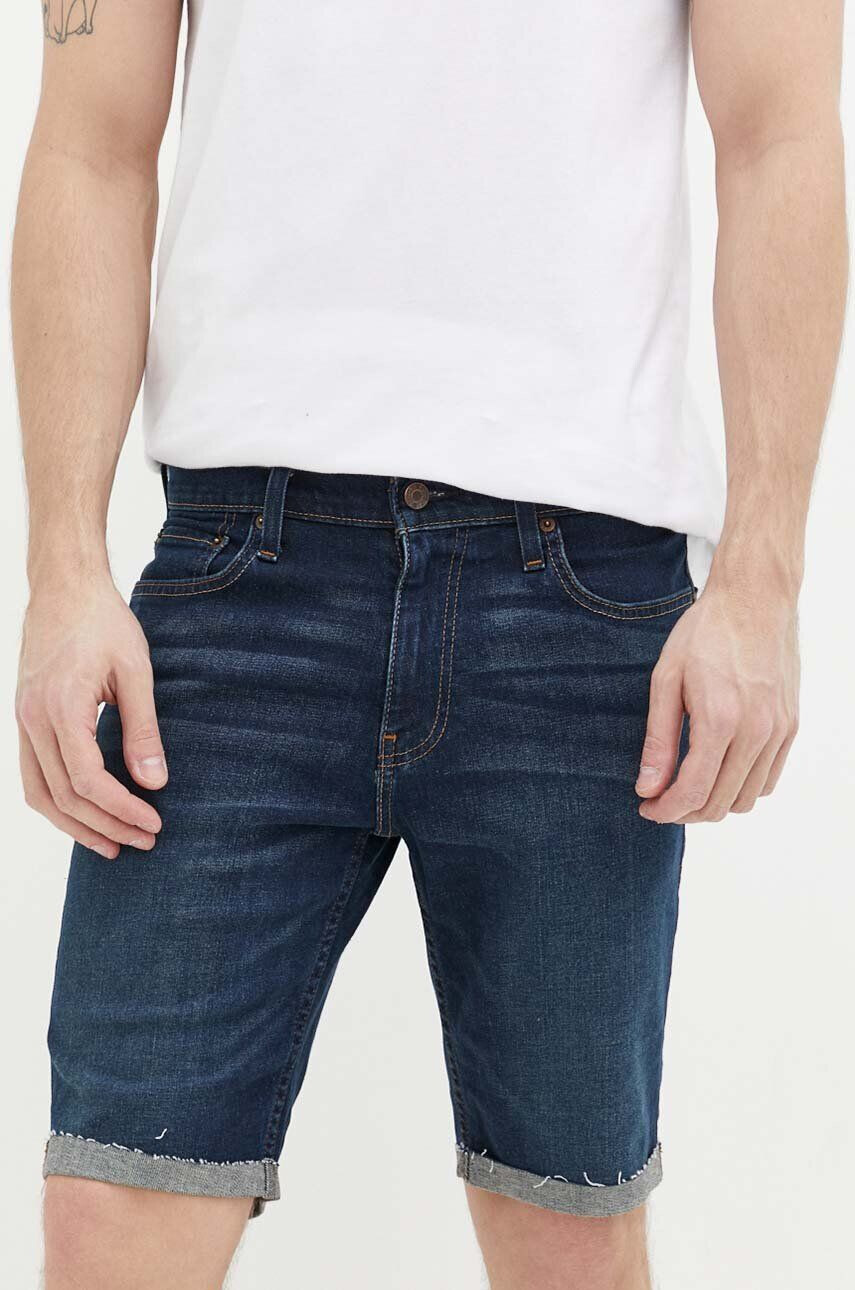 Hollister Co. pantaloni scurti jeans barbati culoarea albastru marin - Pled.ro