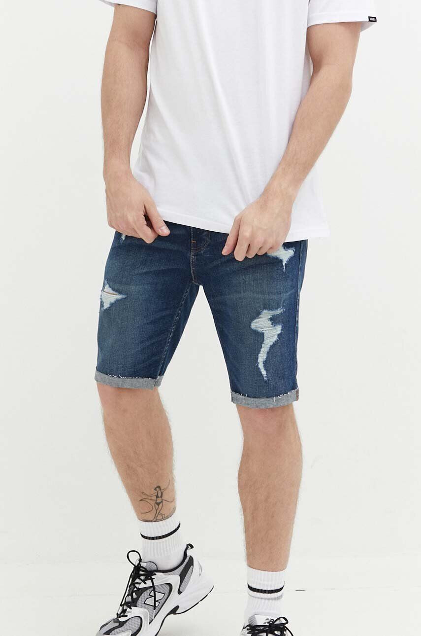 Hollister Co. pantaloni scurti jeans barbati culoarea albastru marin - Pled.ro