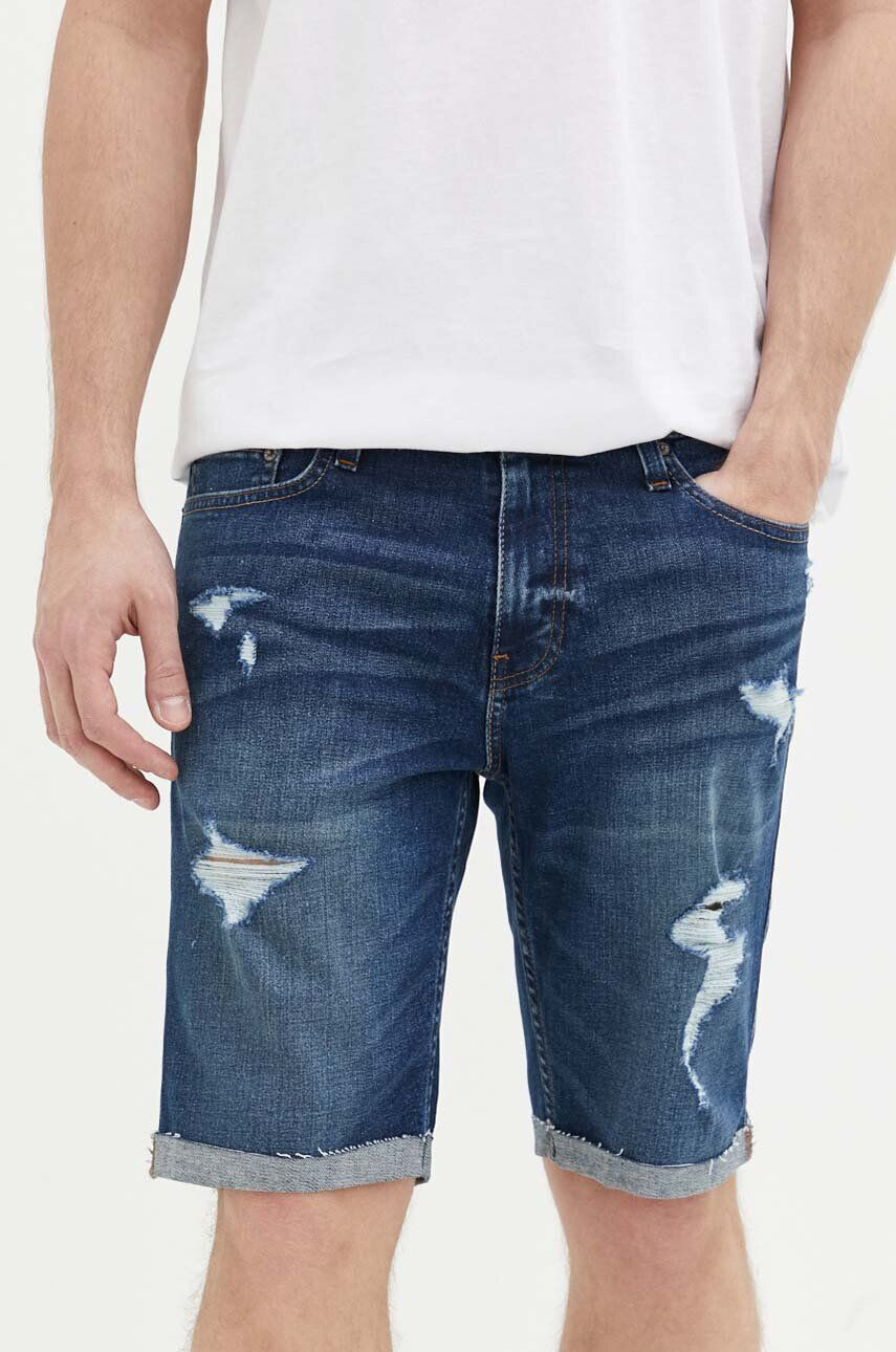 Hollister Co. pantaloni scurti jeans barbati culoarea albastru marin - Pled.ro