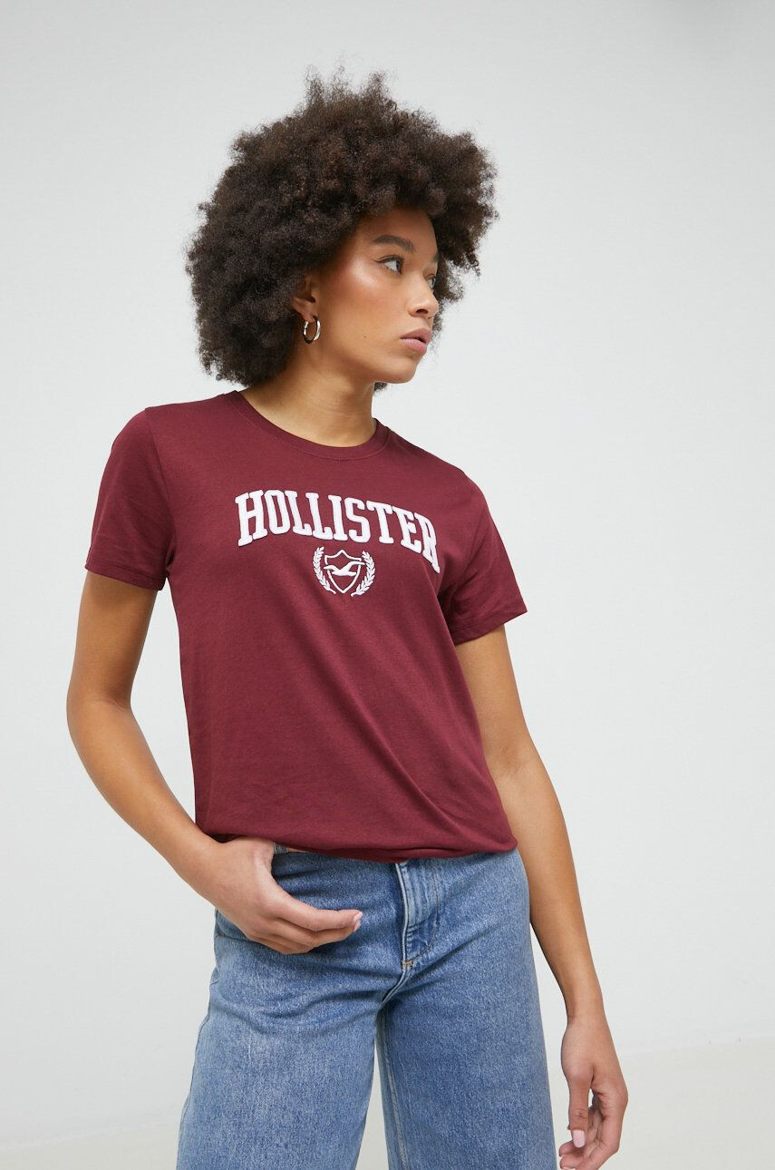 Hollister Co. tricou femei culoarea bordo - Pled.ro