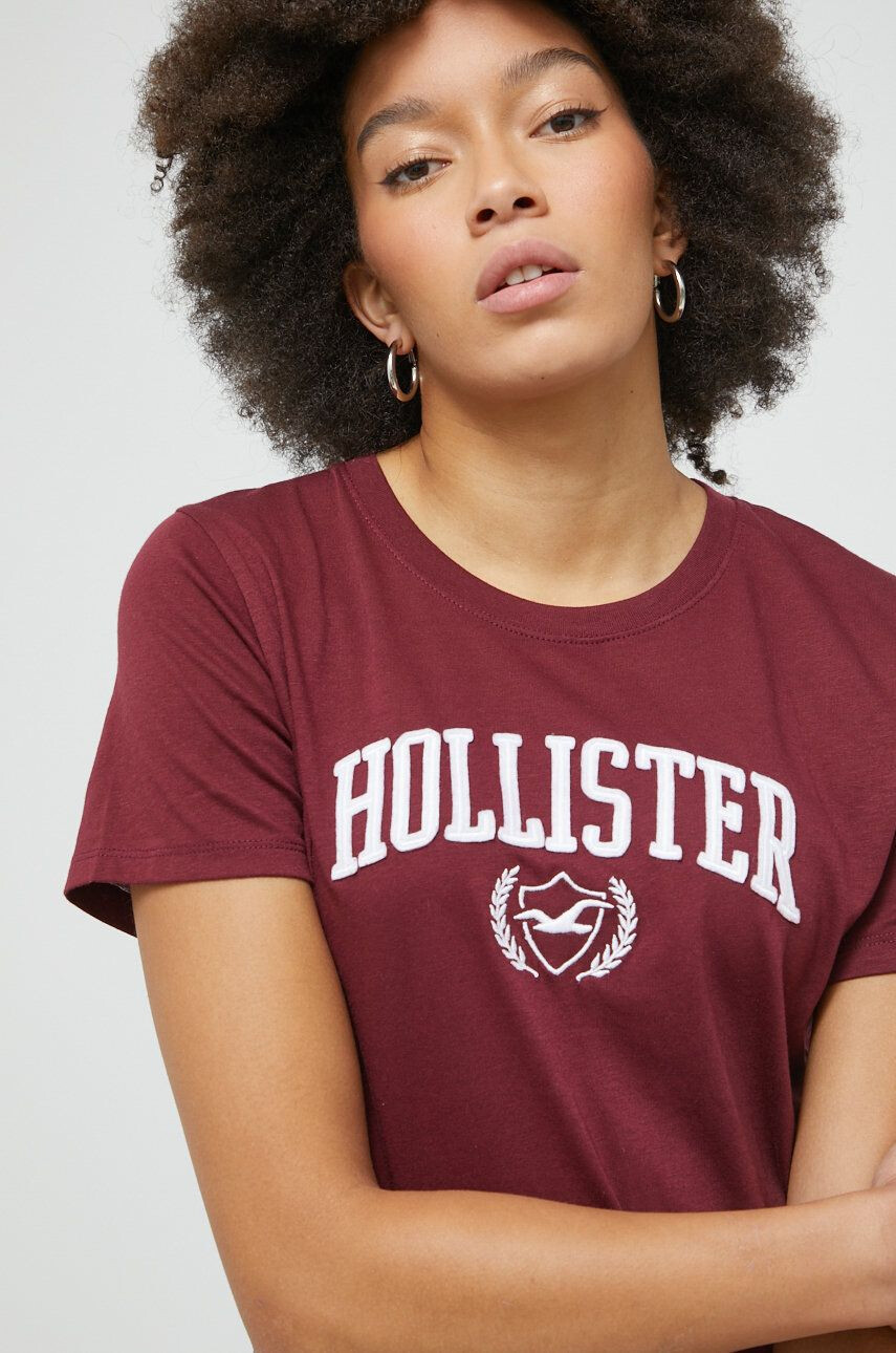 Hollister Co. tricou femei culoarea bordo - Pled.ro