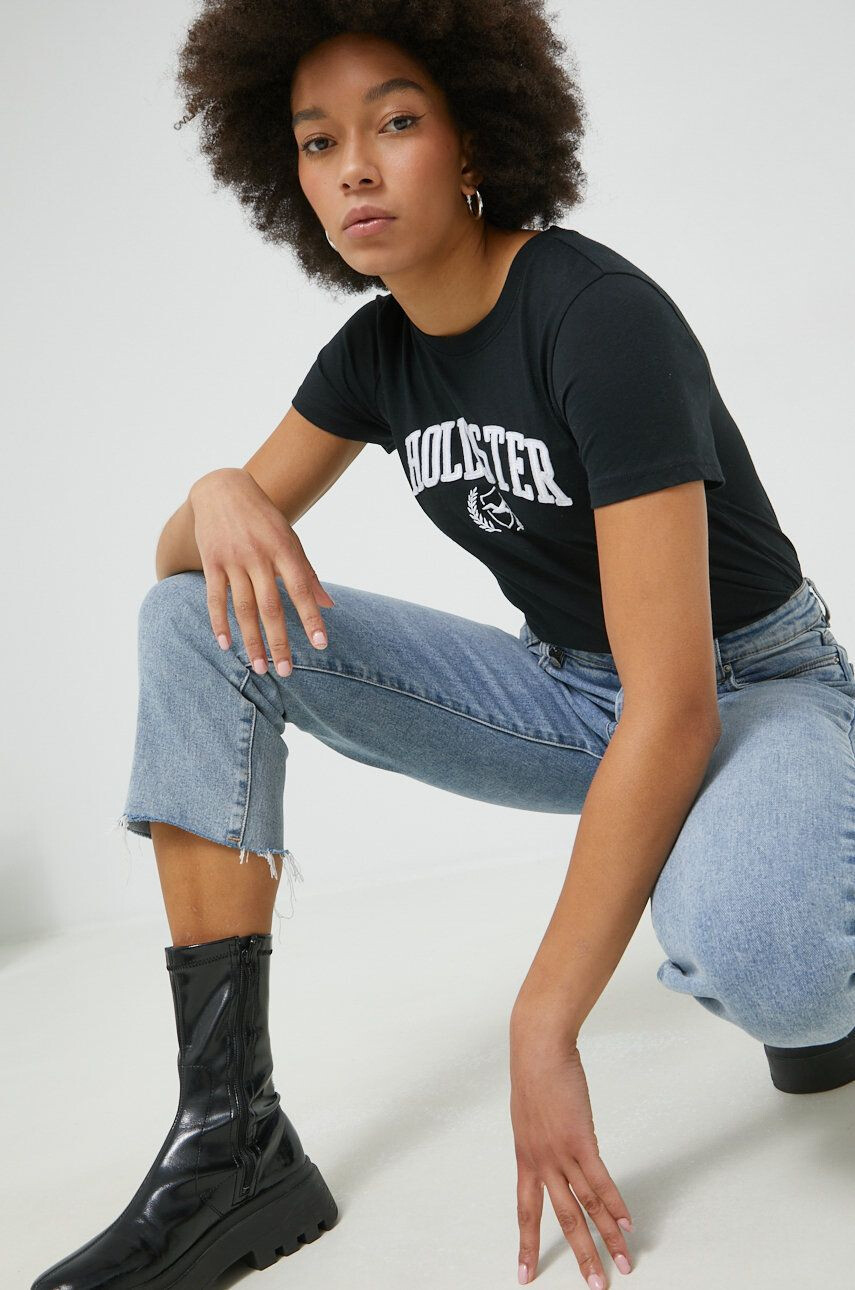 Hollister Co. tricou culoarea negru - Pled.ro