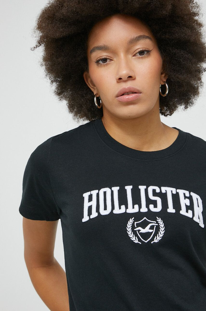 Hollister Co. tricou culoarea negru - Pled.ro