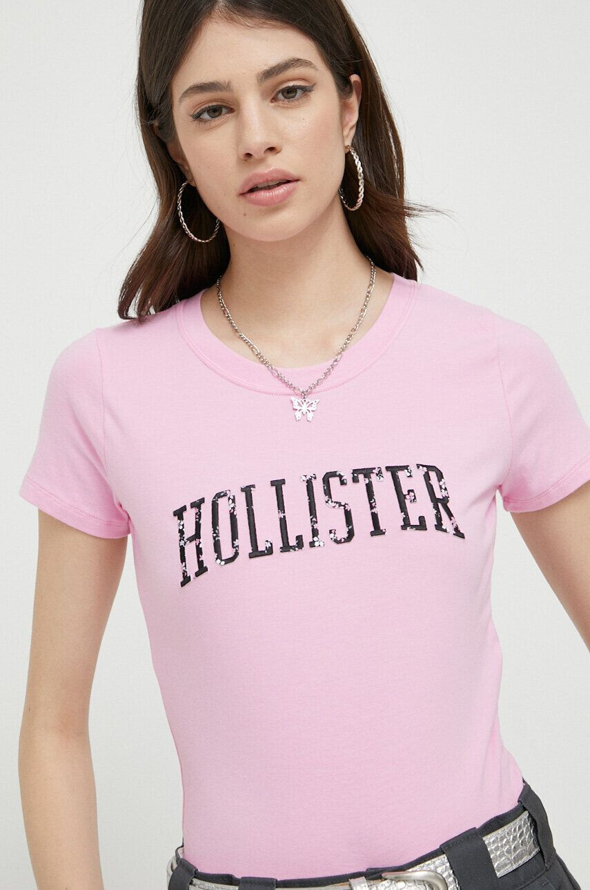 Hollister Co. tricou femei culoarea roz - Pled.ro