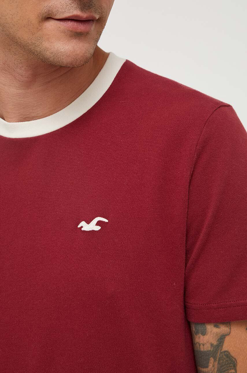 Hollister Co. tricou barbati culoarea bordo neted - Pled.ro