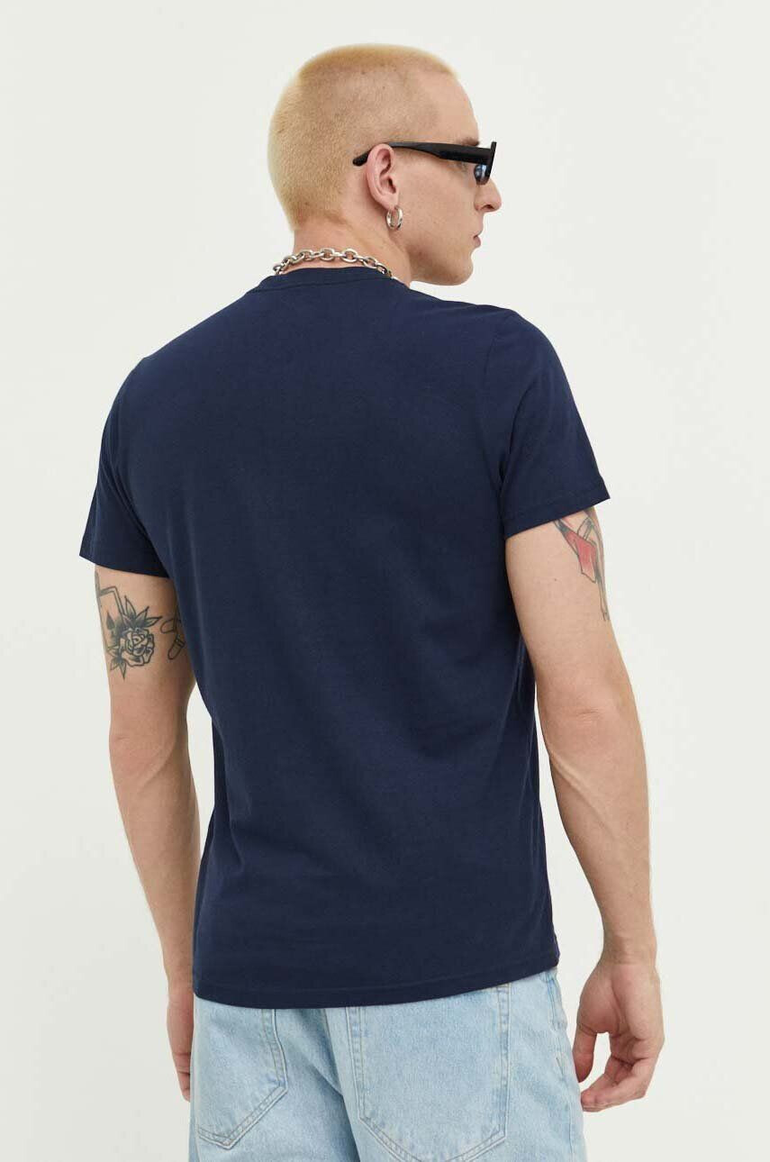 Hollister Co. tricou din bumbac culoarea albastru marin cu imprimeu - Pled.ro