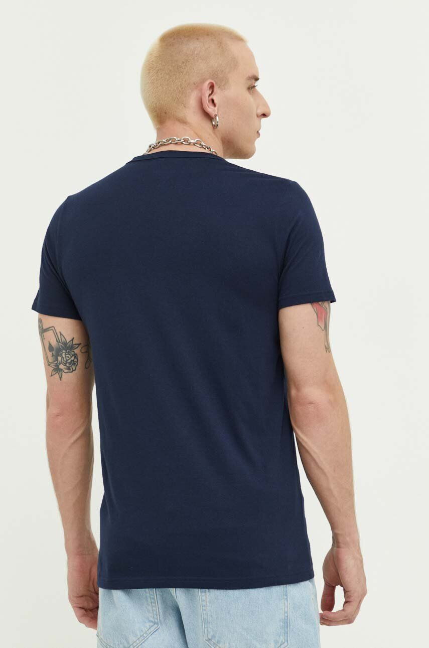 Hollister Co. tricou din bumbac culoarea albastru marin cu imprimeu - Pled.ro