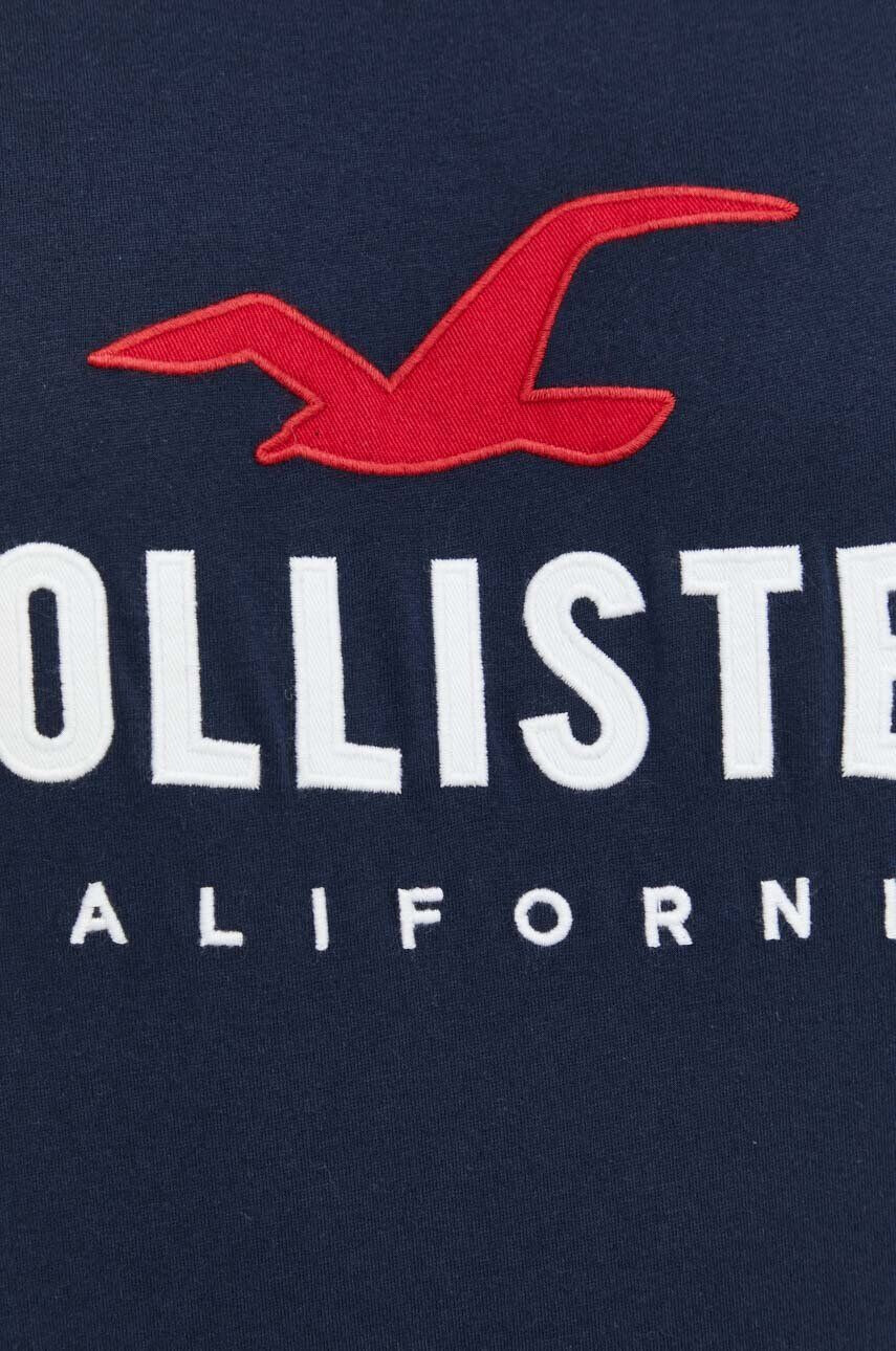 Hollister Co. tricou din bumbac culoarea albastru marin cu imprimeu - Pled.ro