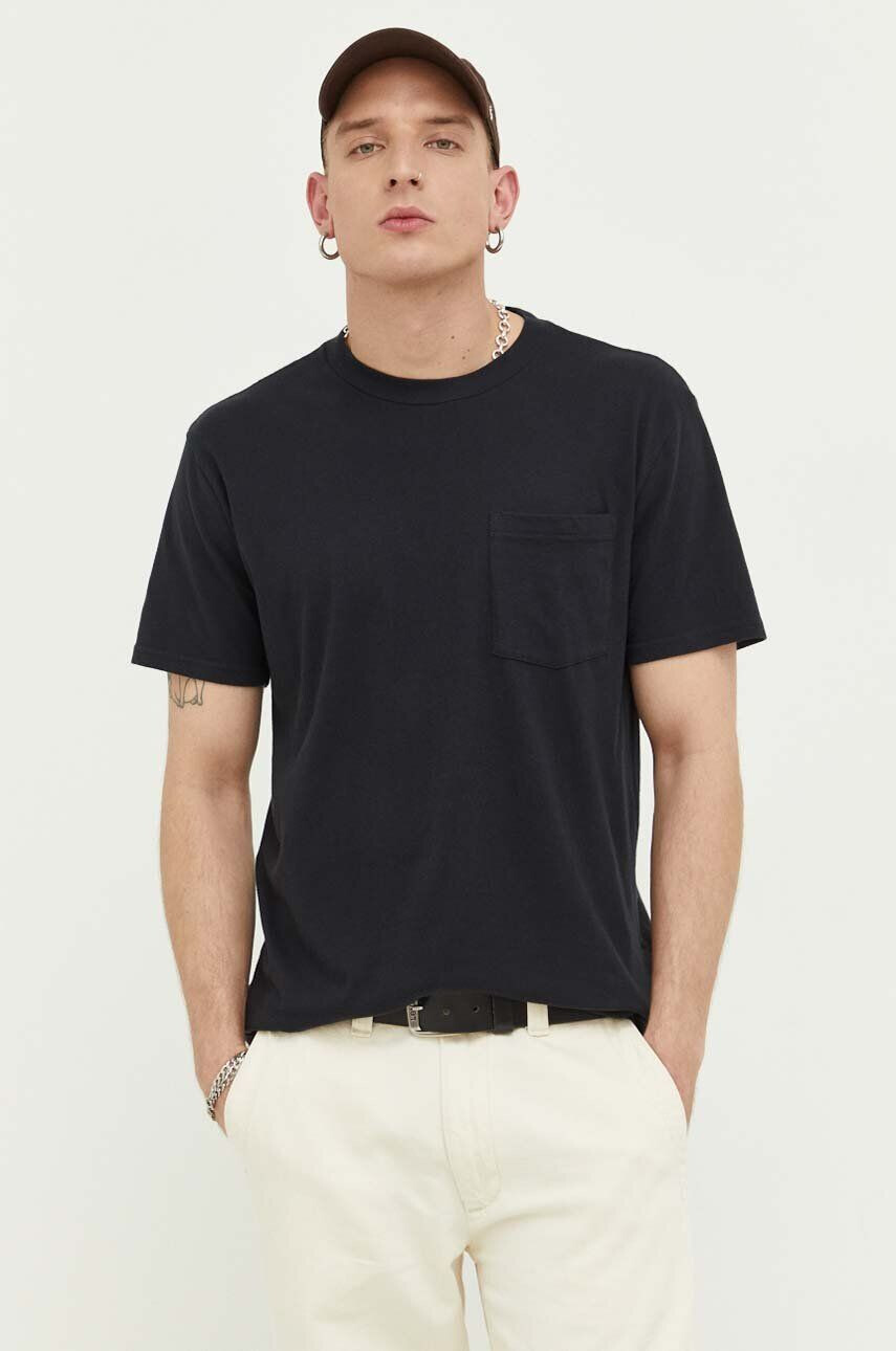 Hollister Co. tricou din bumbac culoarea negru neted - Pled.ro