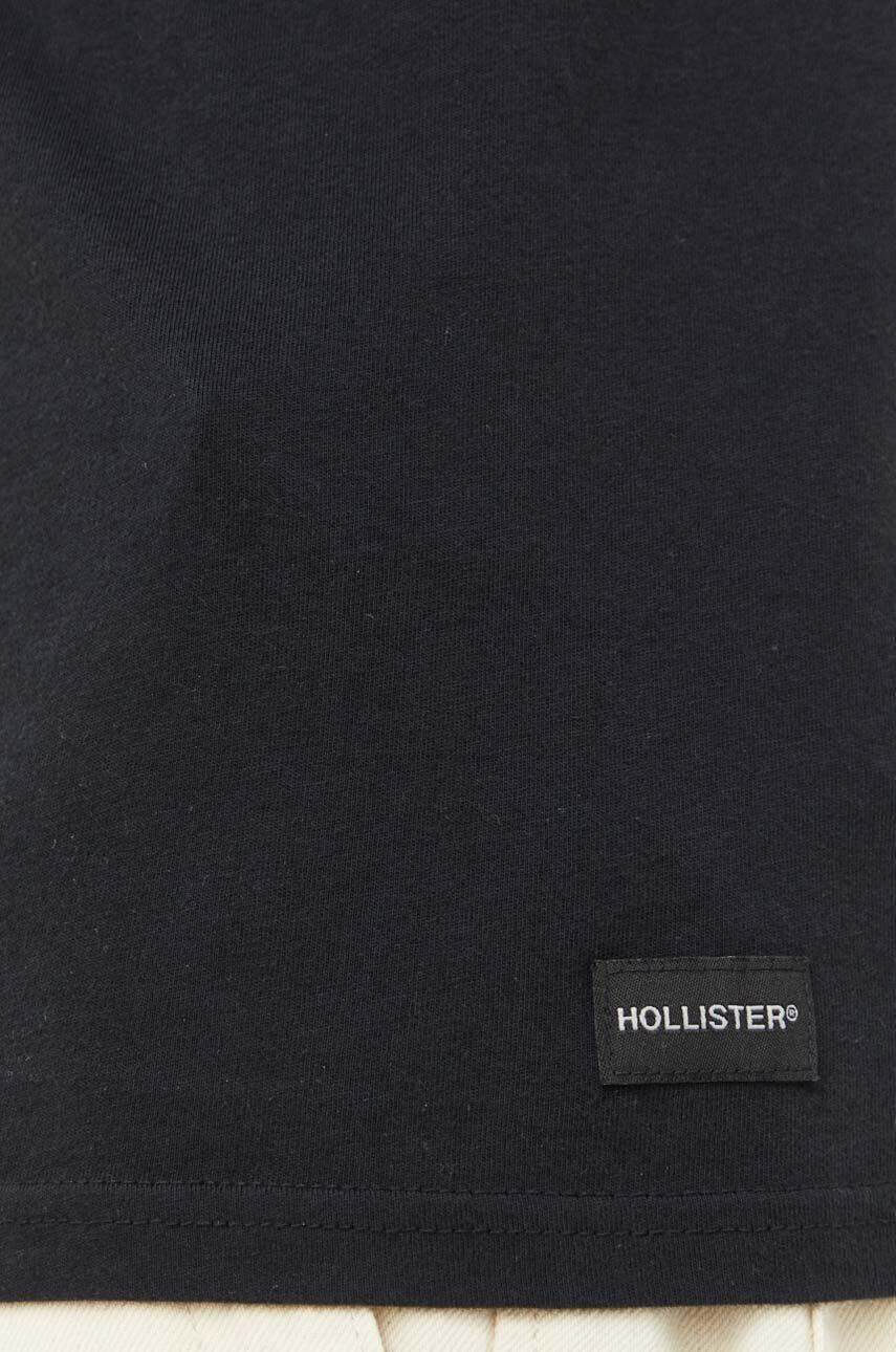 Hollister Co. tricou din bumbac culoarea negru neted - Pled.ro