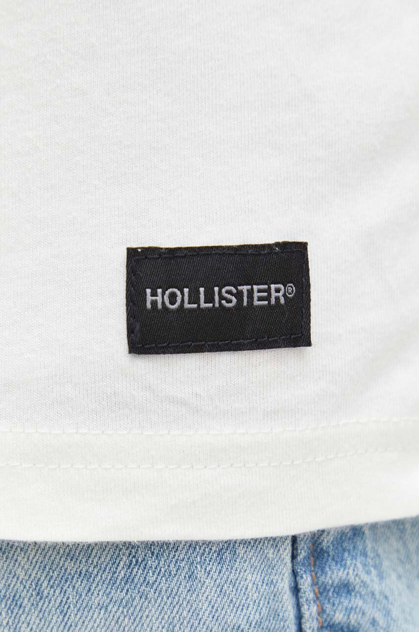 Hollister Co. tricou din bumbac culoarea bej neted - Pled.ro