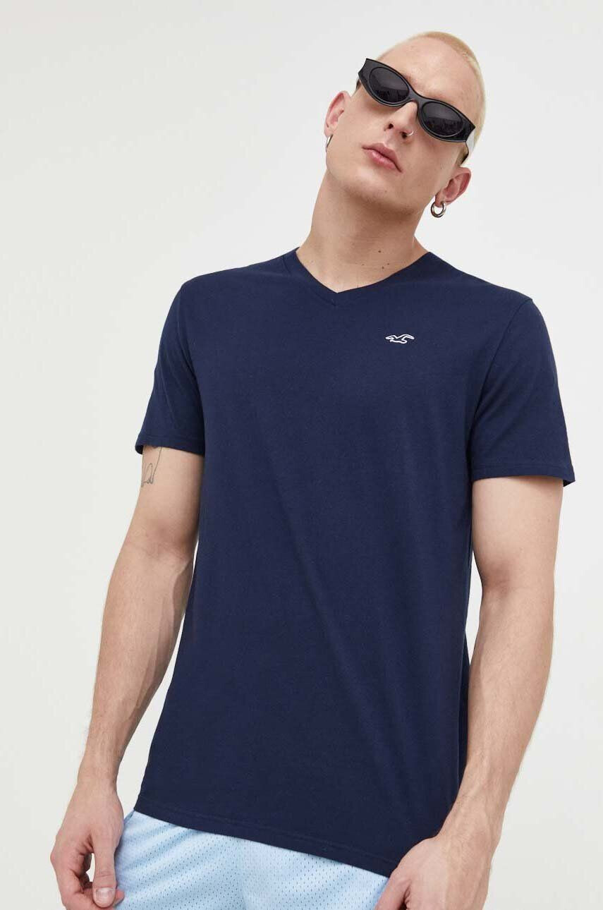 Hollister Co. tricou din bumbac culoarea gri - Pled.ro