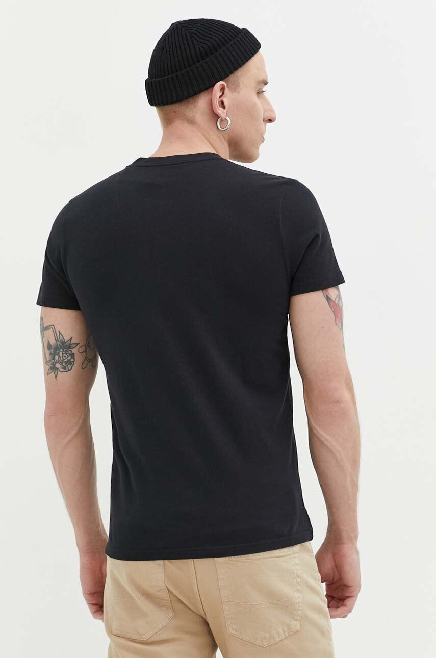 Hollister Co. tricou din bumbac culoarea negru neted - Pled.ro