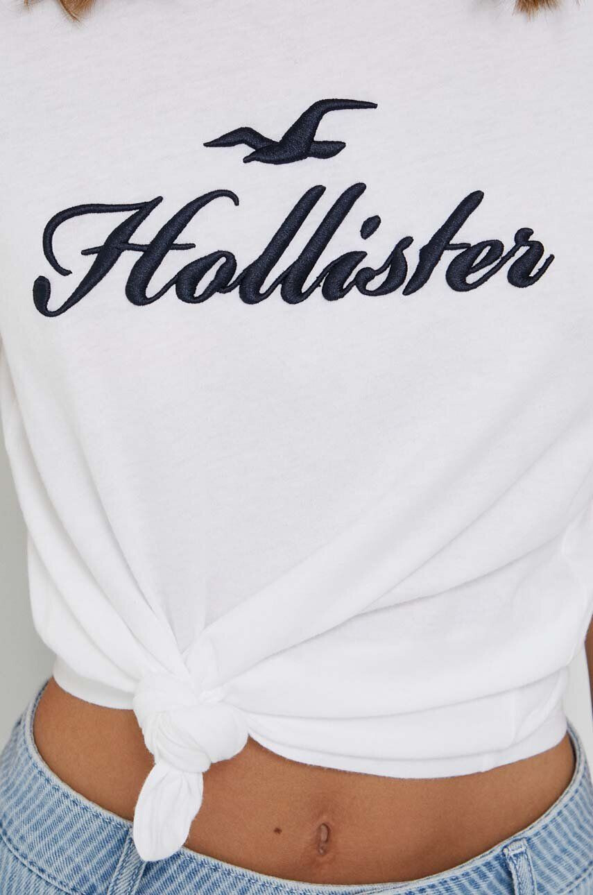 Hollister Co. tricou din bumbac culoarea alb - Pled.ro