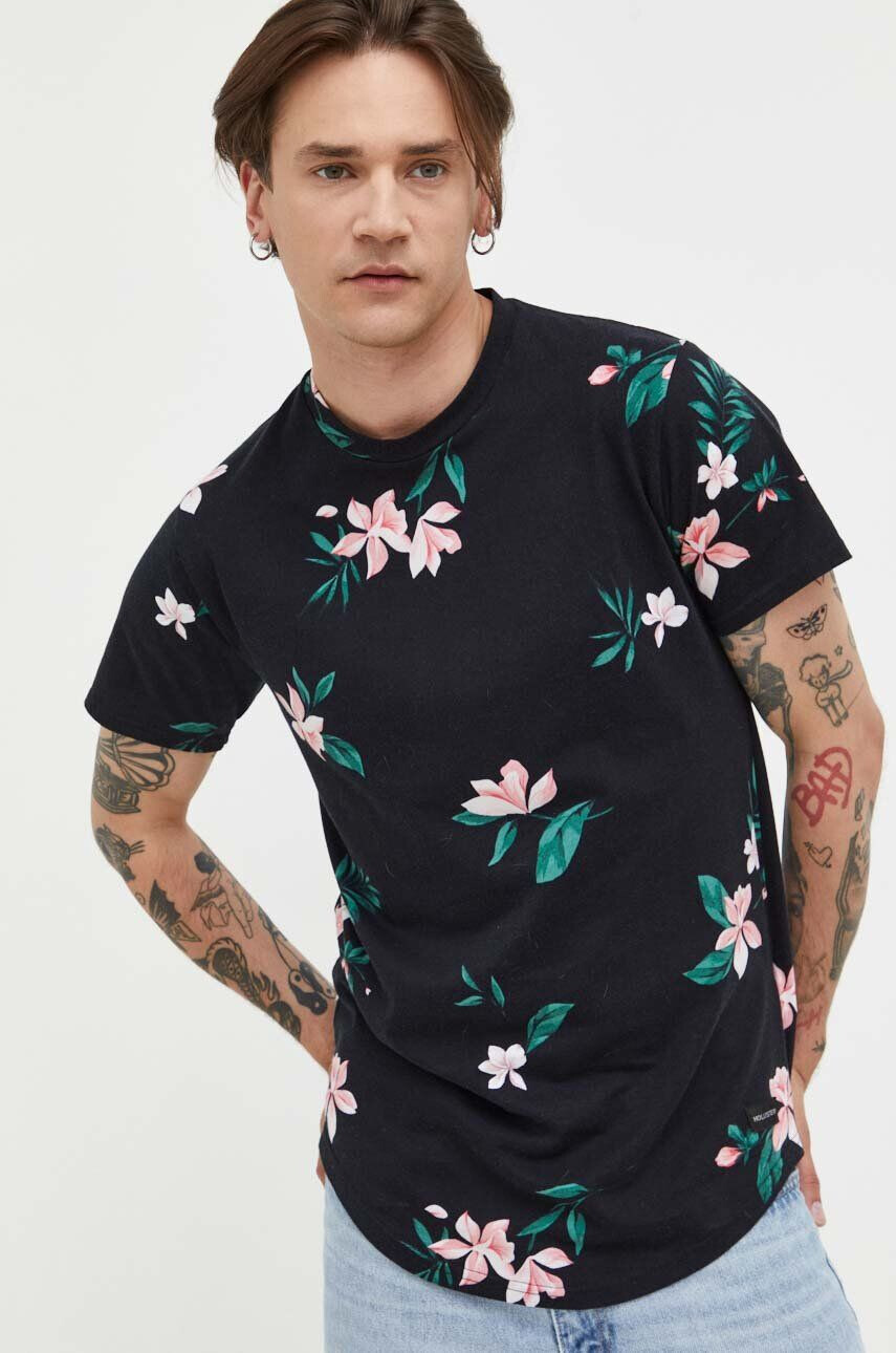 Hollister Co. tricou din bumbac culoarea negru cu imprimeu - Pled.ro