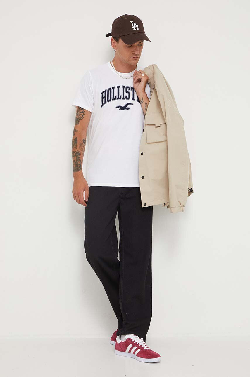 Hollister Co. tricou din bumbac culoarea alb cu imprimeu - Pled.ro