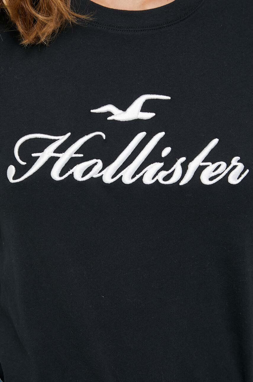 Hollister Co. tricou din bumbac culoarea negru - Pled.ro