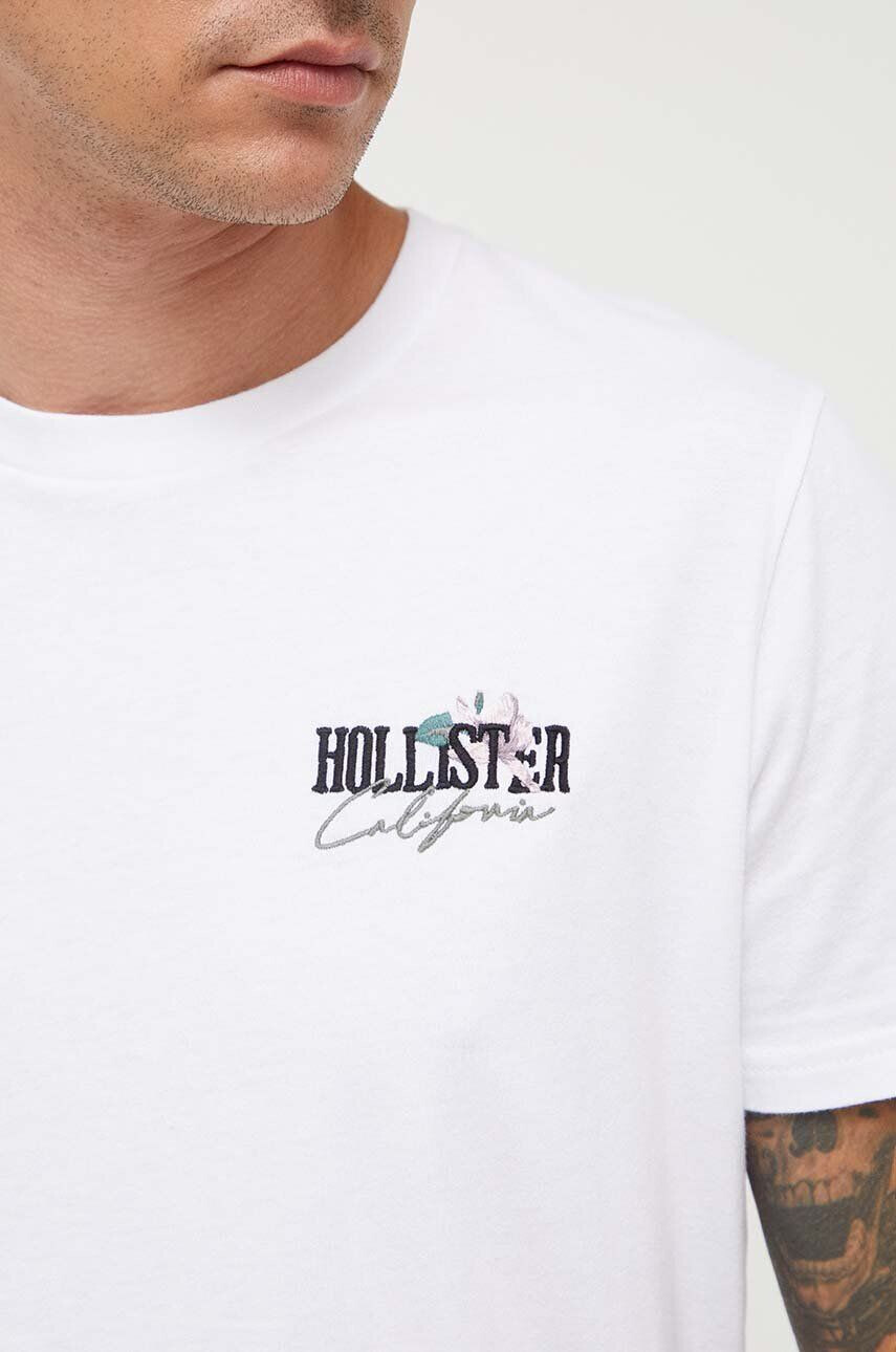 Hollister Co. tricou din bumbac culoarea alb cu imprimeu - Pled.ro