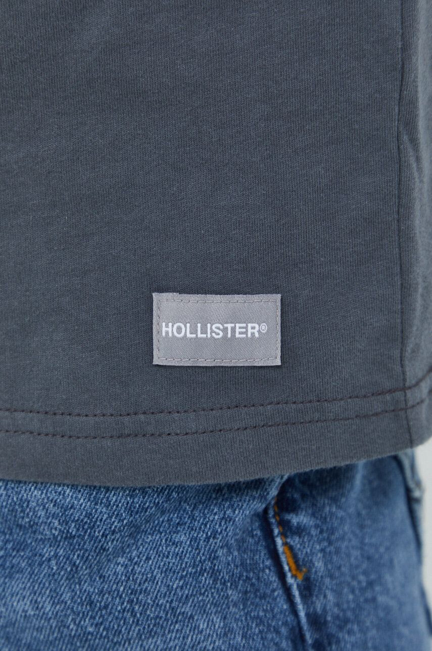 Hollister Co. tricou din bumbac culoarea gri neted - Pled.ro