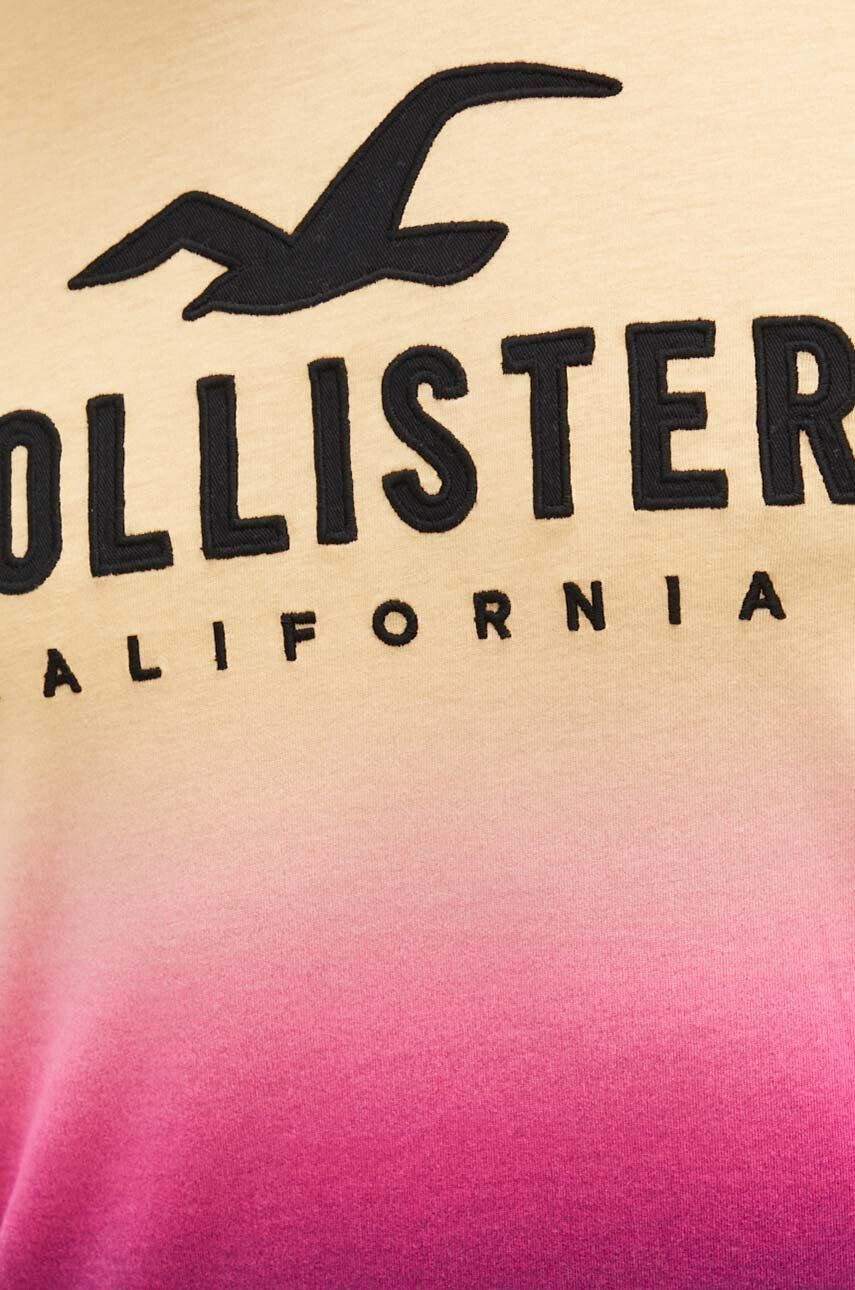 Hollister Co. tricou din bumbac culoarea galben modelator - Pled.ro