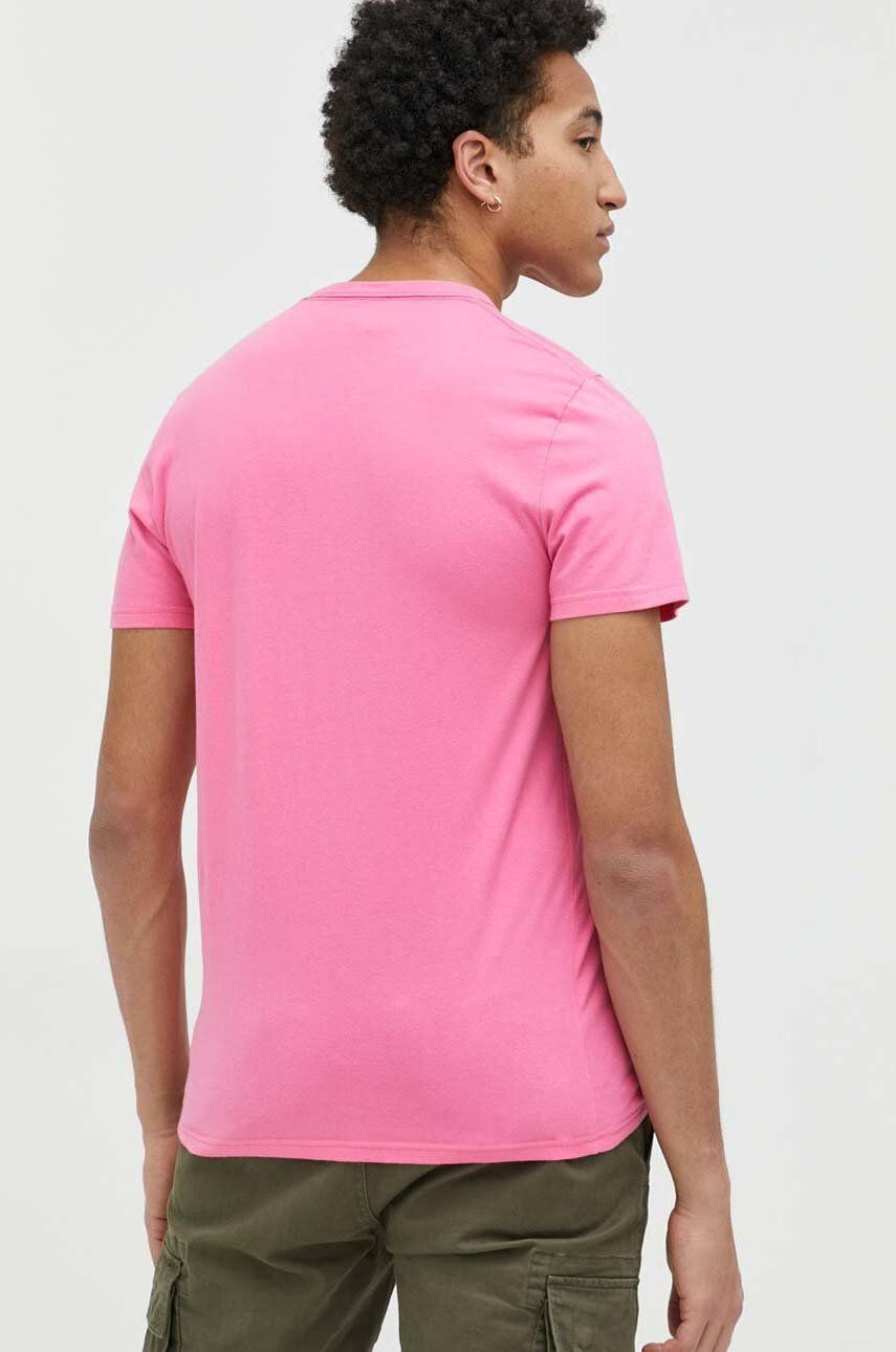 Hollister Co. tricou din bumbac culoarea roz cu imprimeu - Pled.ro