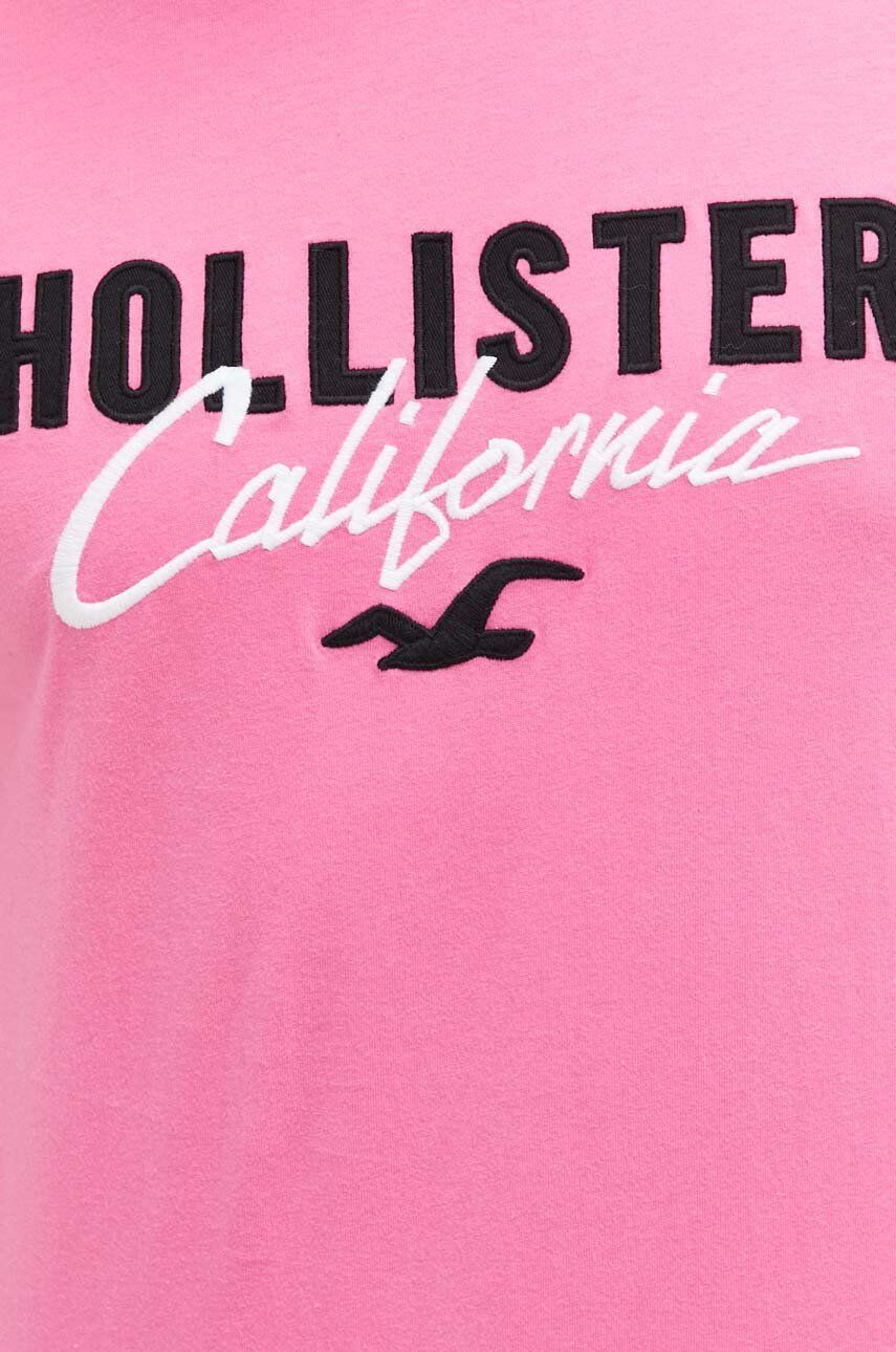 Hollister Co. tricou din bumbac culoarea roz cu imprimeu - Pled.ro