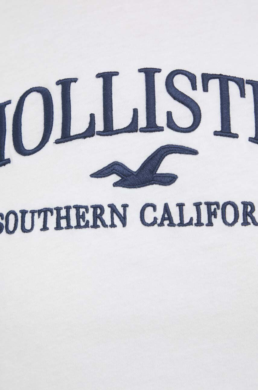 Hollister Co. tricou din bumbac culoarea alb - Pled.ro