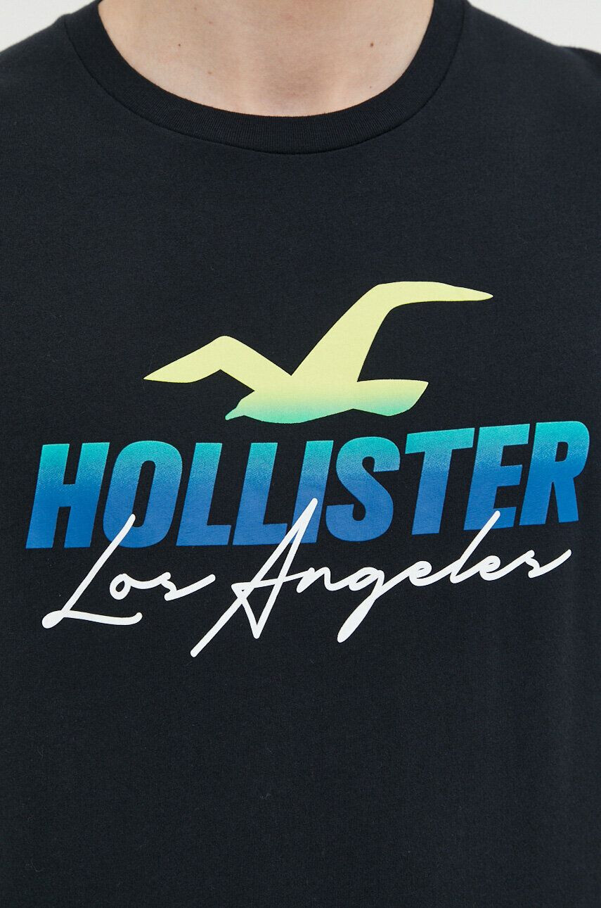 Hollister Co. tricou din bumbac culoarea negru cu imprimeu - Pled.ro