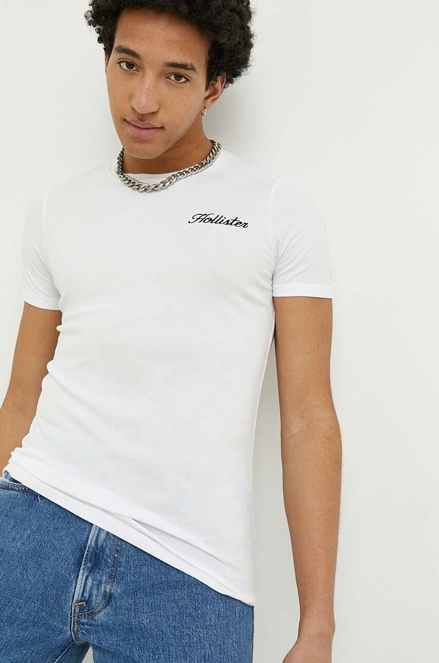 Hollister Co. tricou din bumbac culoarea alb - Pled.ro