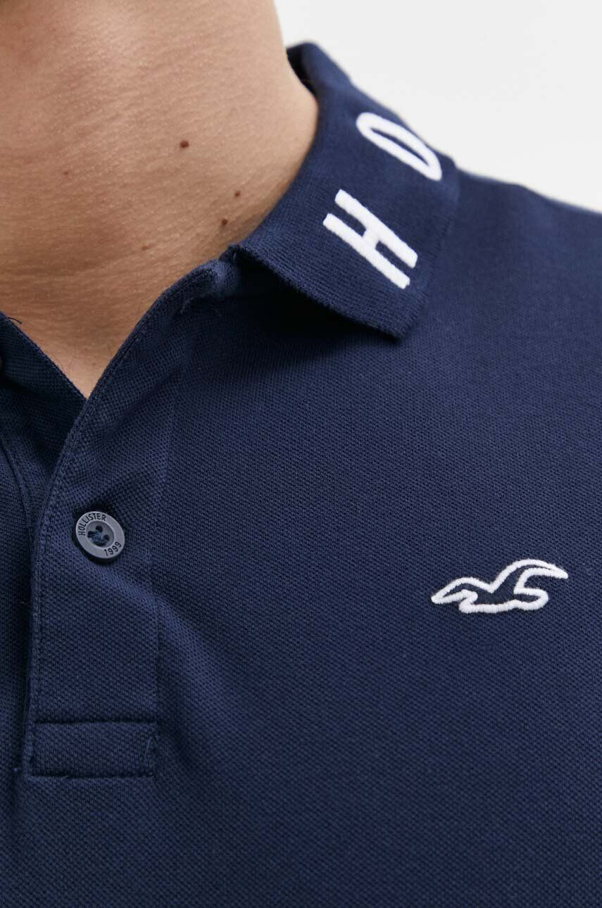 Hollister Co. tricou polo barbati culoarea bej neted - Pled.ro