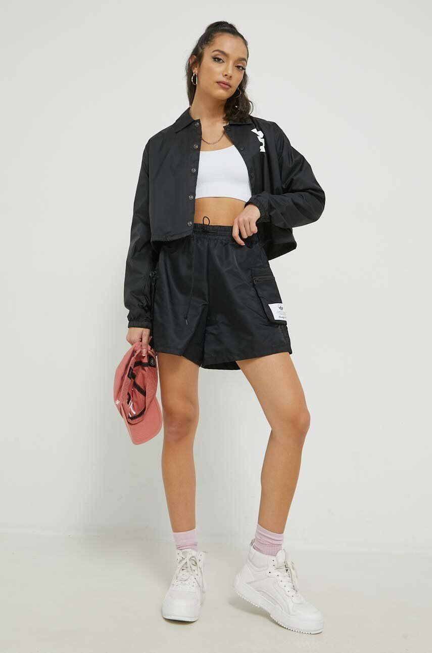 Huf geaca femei culoarea negru de tranzitie oversize - Pled.ro