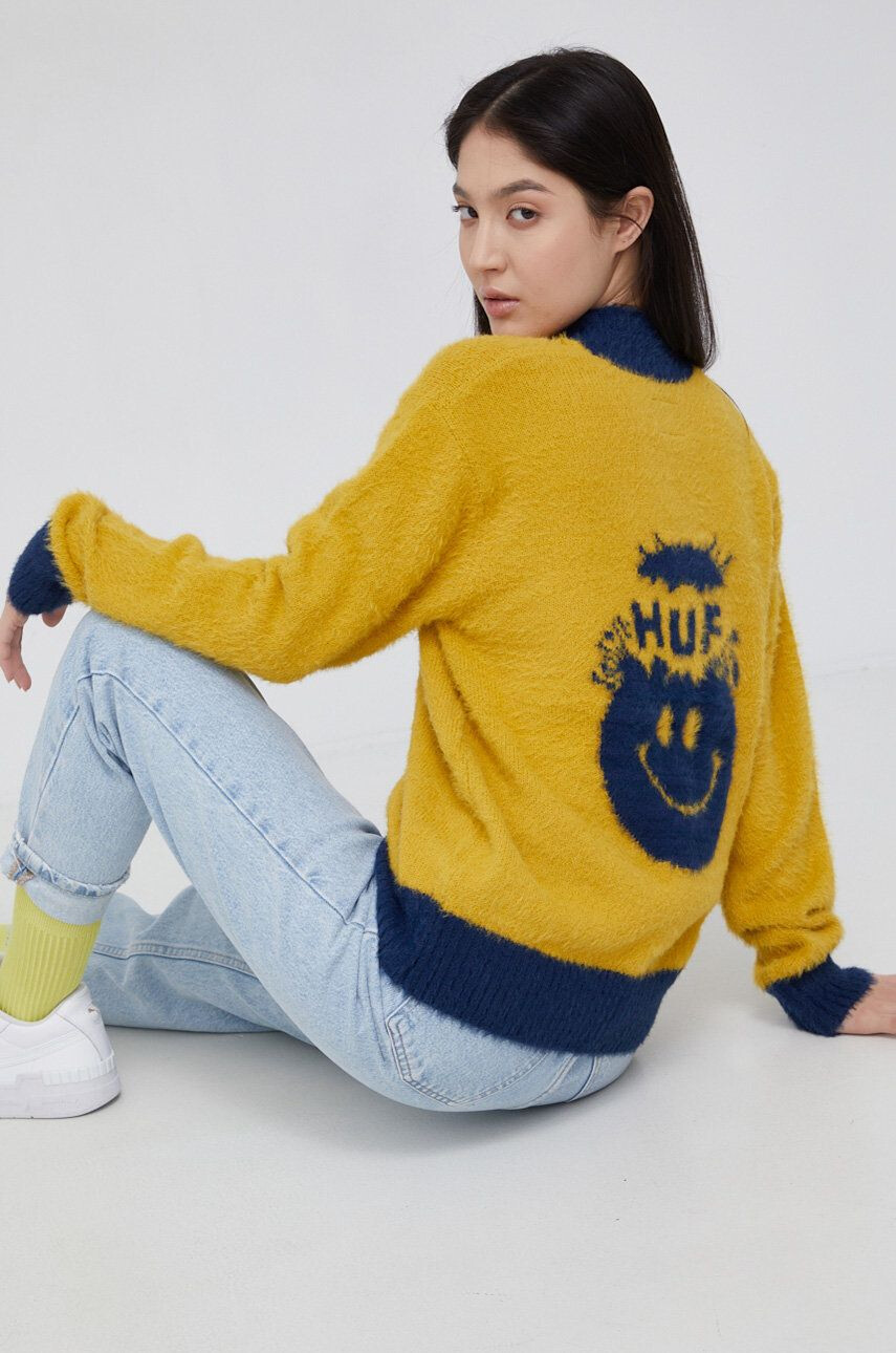 Huf Pulover femei culoarea galben light cu turtleneck - Pled.ro