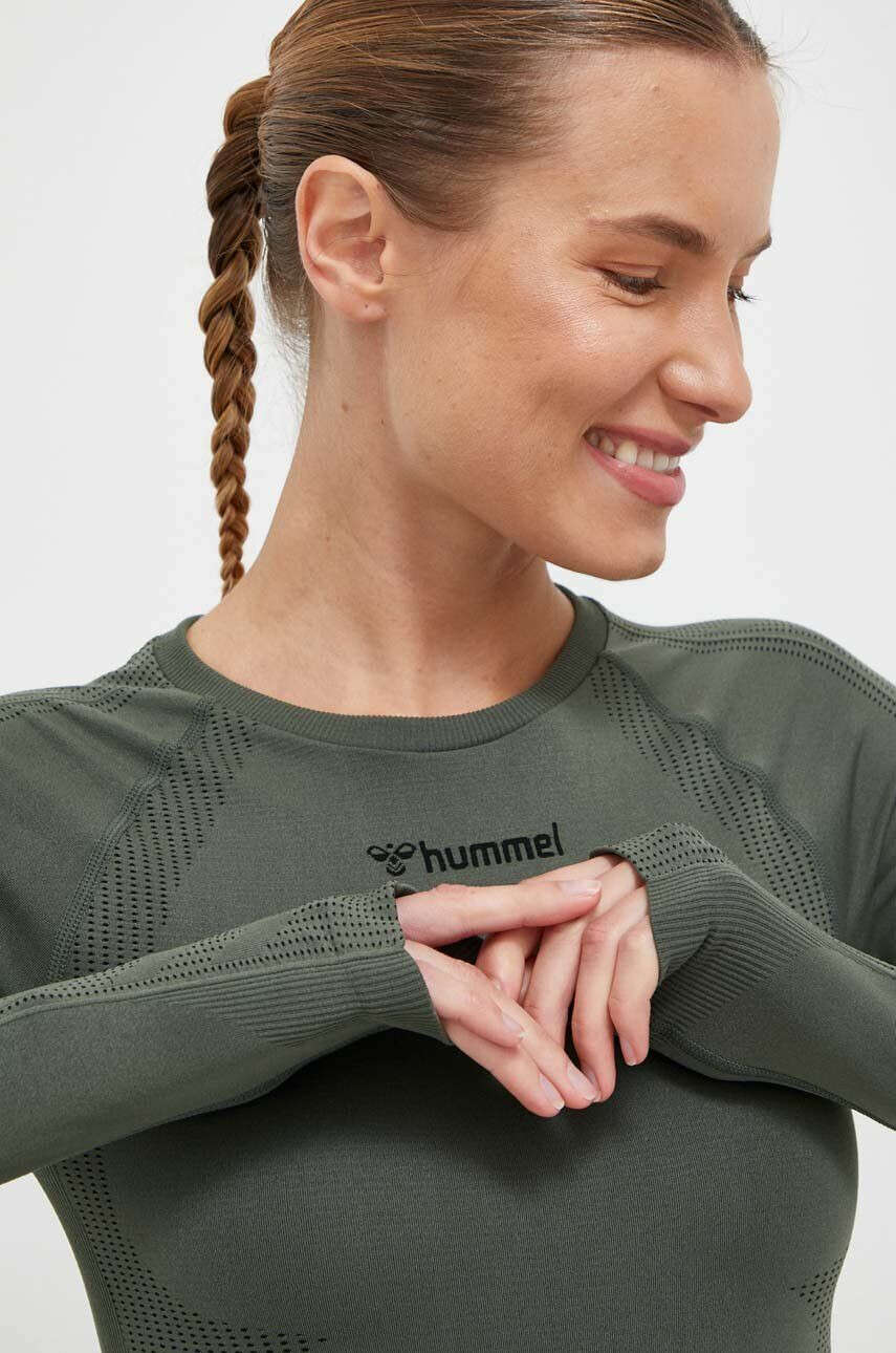 Hummel longsleeve de antrenament Shaping Seamless culoarea verde - Pled.ro