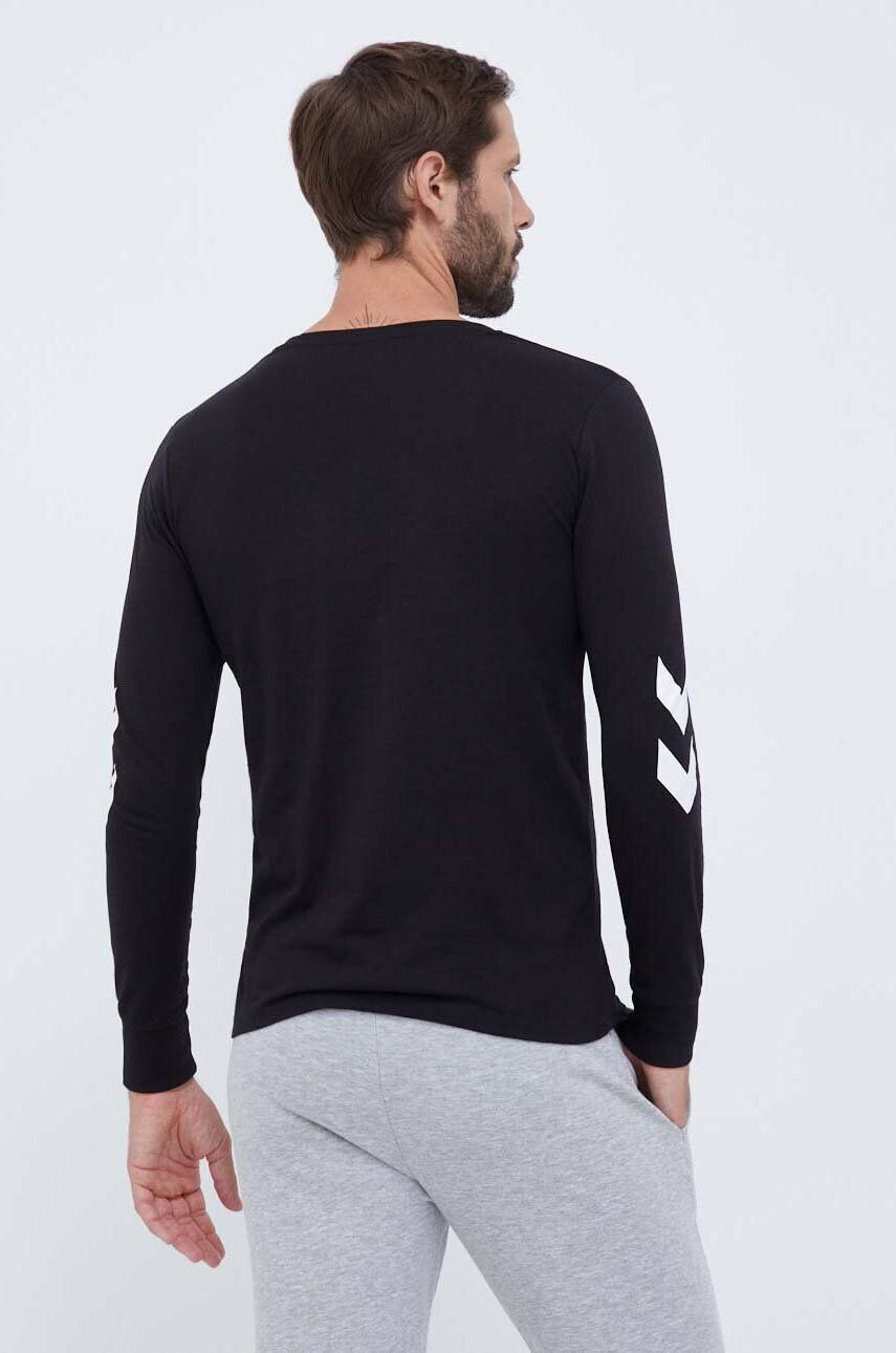 Hummel longsleeve din bumbac culoarea negru cu imprimeu - Pled.ro