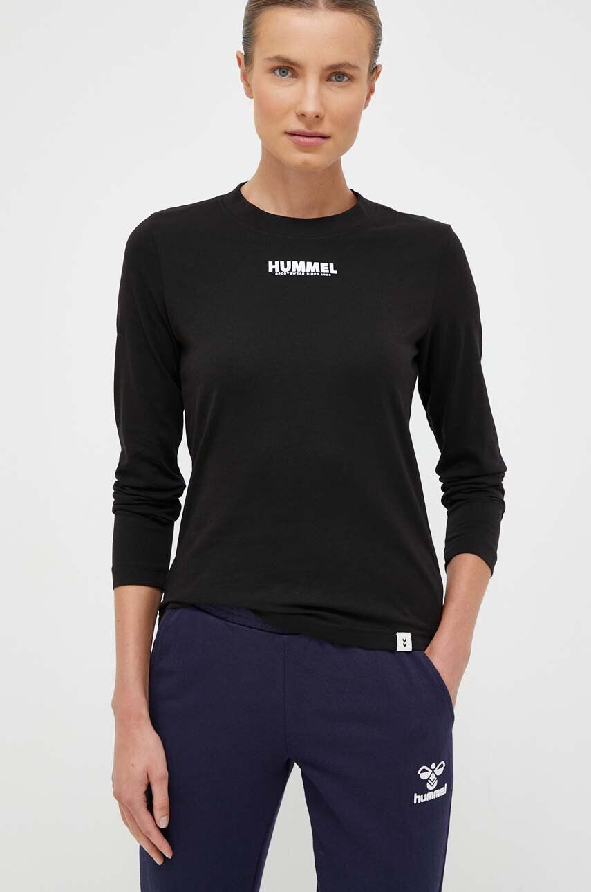 Hummel longsleeve din bumbac culoarea negru - Pled.ro