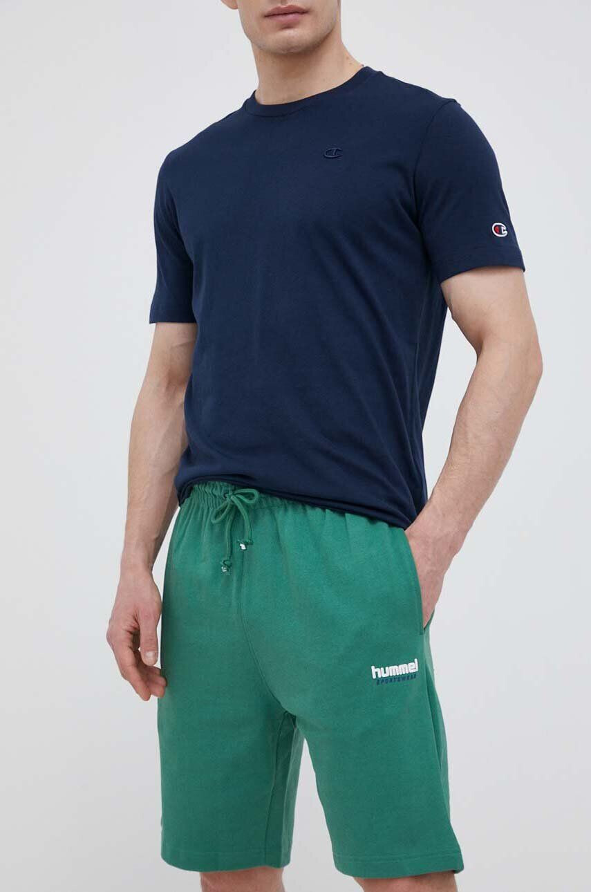 Hummel pantaloni scurti barbati culoarea verde melanj - Pled.ro