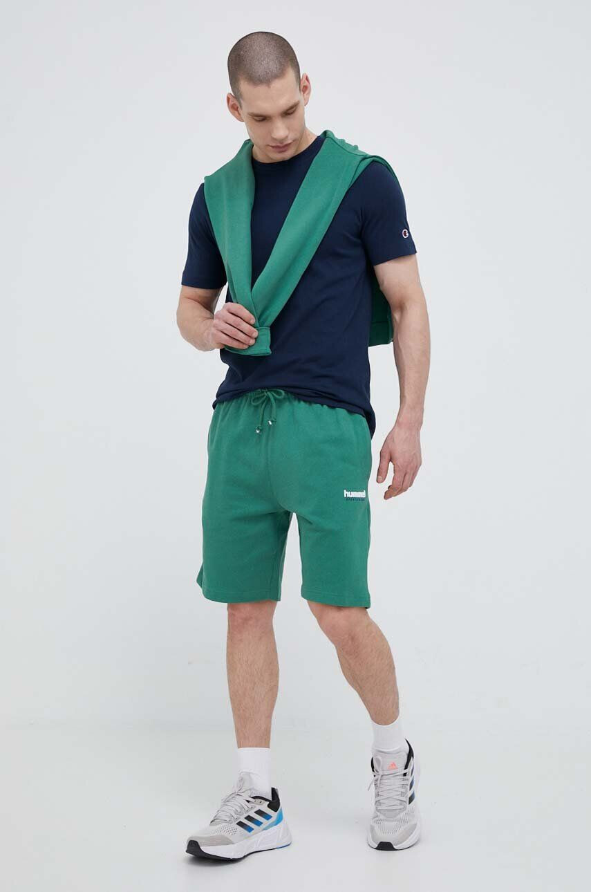 Hummel pantaloni scurti barbati culoarea verde melanj - Pled.ro