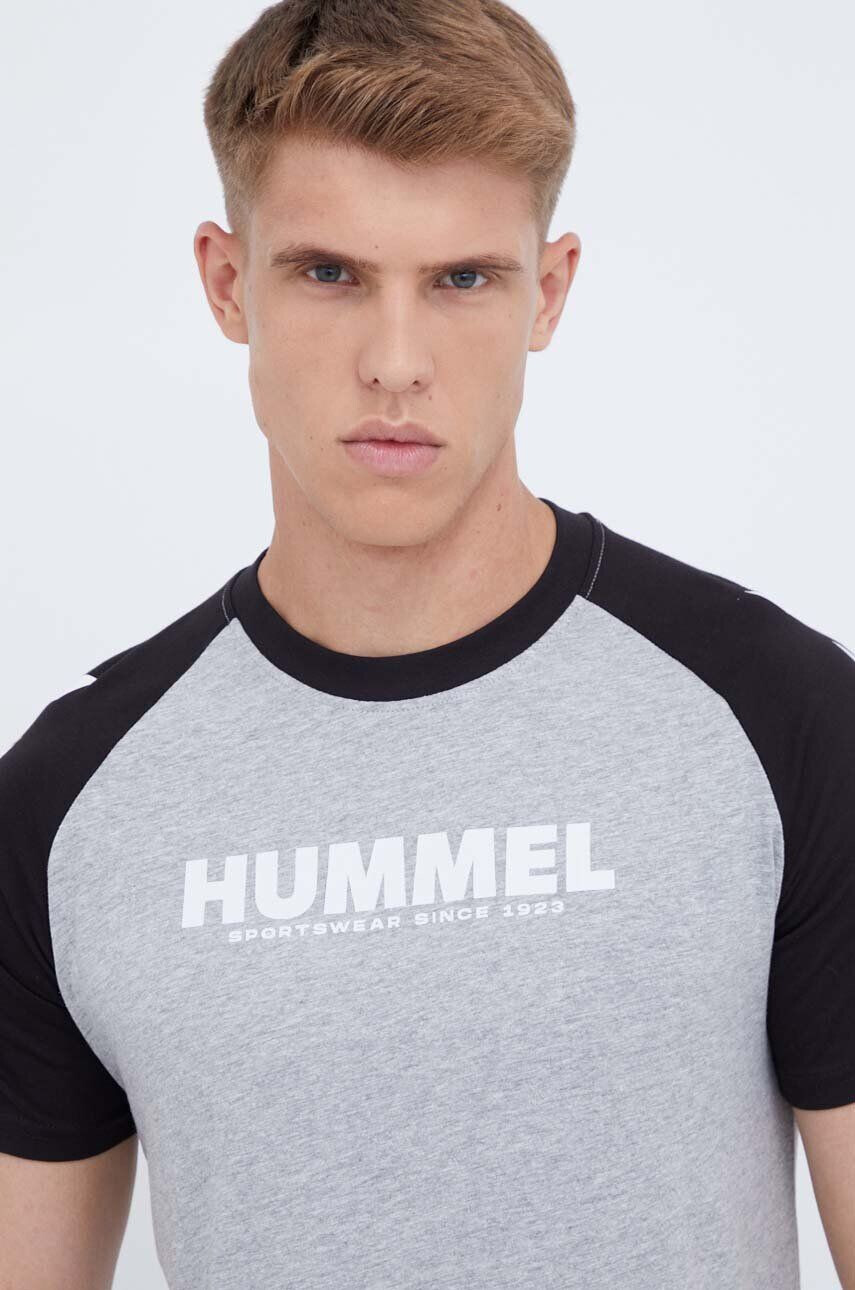 Hummel tricou barbati culoarea gri cu imprimeu - Pled.ro