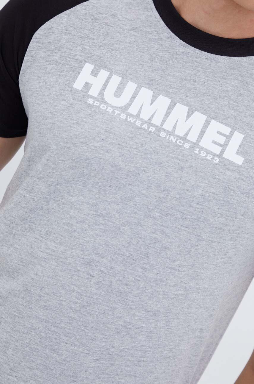 Hummel tricou barbati culoarea gri cu imprimeu - Pled.ro