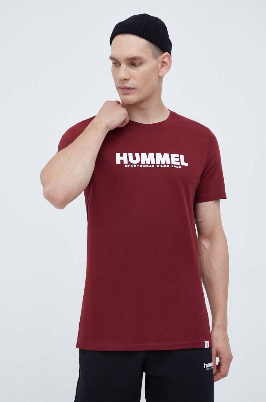 Hummel tricou din bumbac culoarea bordo cu imprimeu - Pled.ro