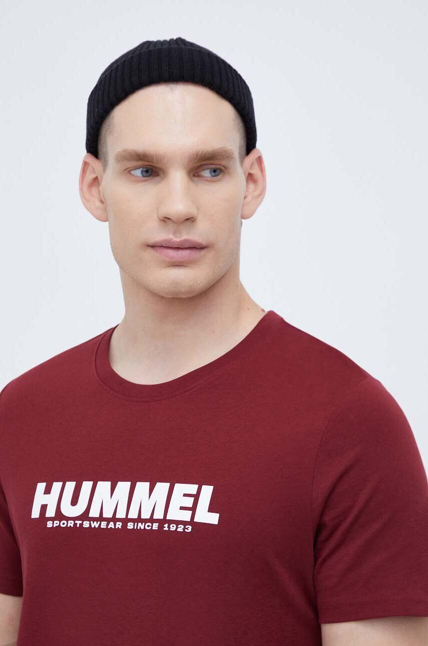 Hummel tricou din bumbac culoarea bordo cu imprimeu - Pled.ro