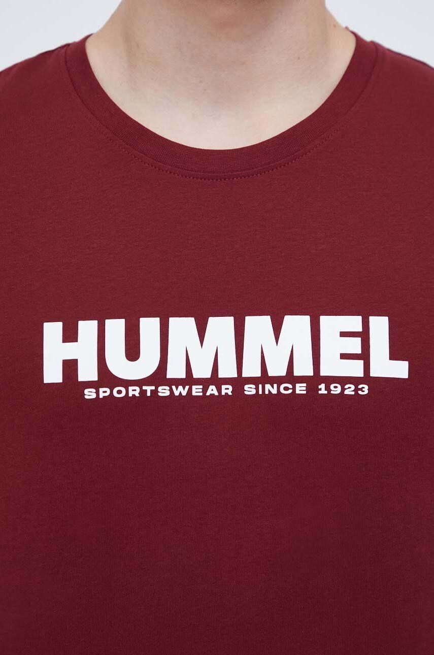 Hummel tricou din bumbac culoarea bordo cu imprimeu - Pled.ro