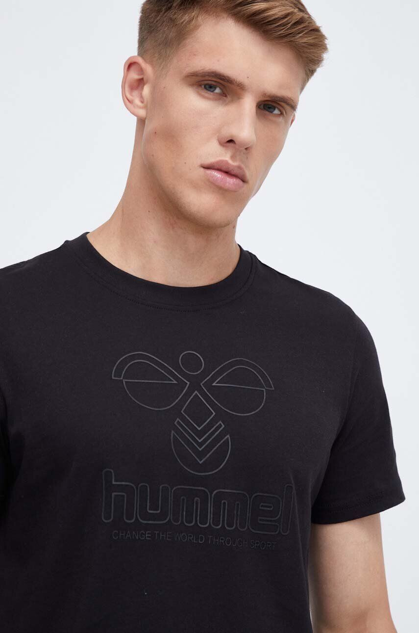 Hummel tricou din bumbac culoarea negru cu imprimeu - Pled.ro