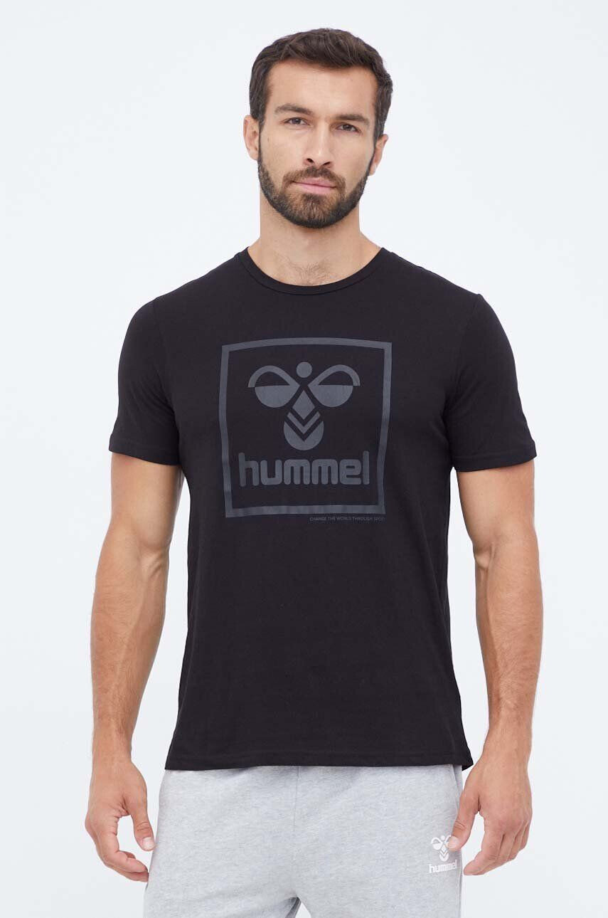 Hummel tricou din bumbac culoarea negru cu imprimeu - Pled.ro