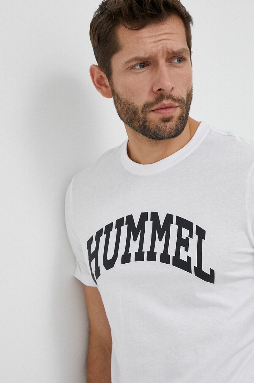 Hummel tricou din bumbac culoarea alb cu imprimeu - Pled.ro