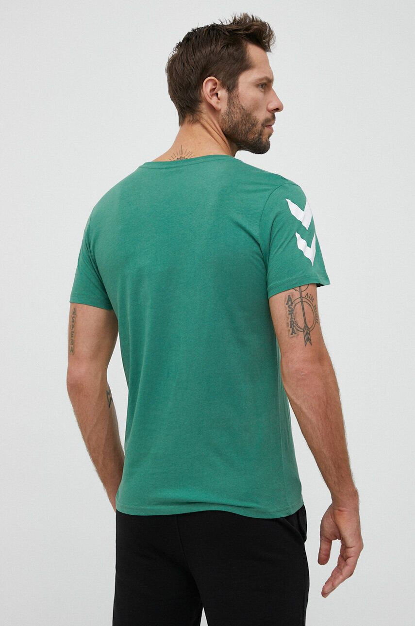 Hummel tricou din bumbac culoarea verde cu imprimeu - Pled.ro